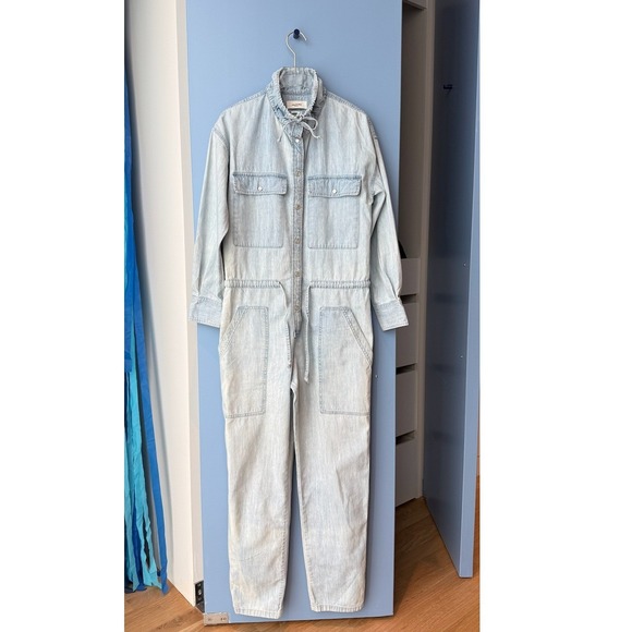 Isabel Marant Etoile Pants - Isabel Marant Etoile Marvin Chambray Denim Jumpsuit 34 Long Sleeve Cotton
